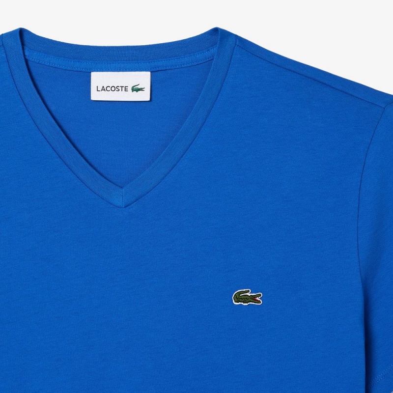 Men's Lacoste V-Neck Pima Cotton Jersey T-Shirt Ladigue blue | GEF367891