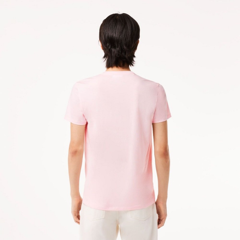 Men's Lacoste V-Neck Pima Cotton Jersey T-Shirt Light Pink | WLA216487