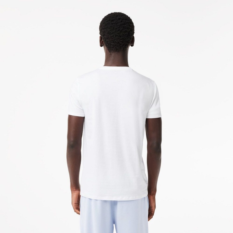 Men's Lacoste V-Neck Pima Cotton Jersey T-Shirt White | NQB649157