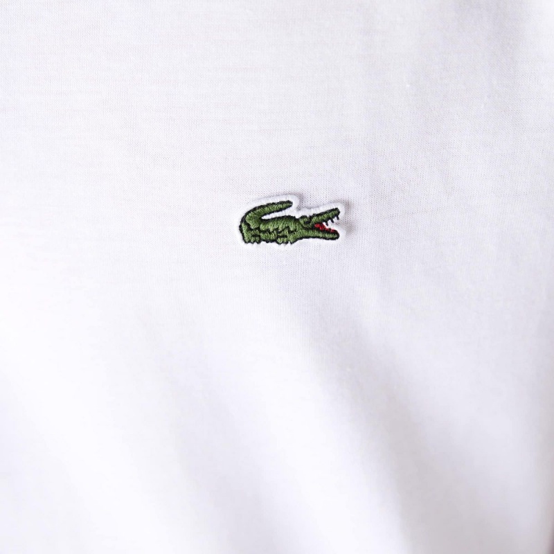 Men's Lacoste V-Neck Pima Cotton Jersey T-Shirt White | NQB649157