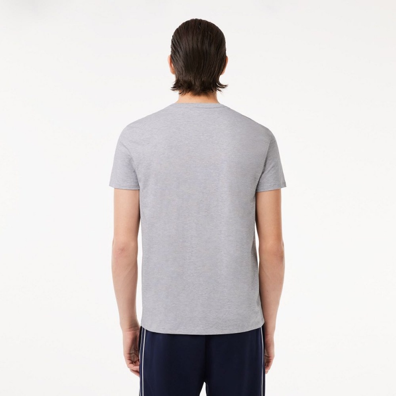 Men's Lacoste V-Neck Pima Cotton Jersey T-Shirt Grey Chine | DHY328759