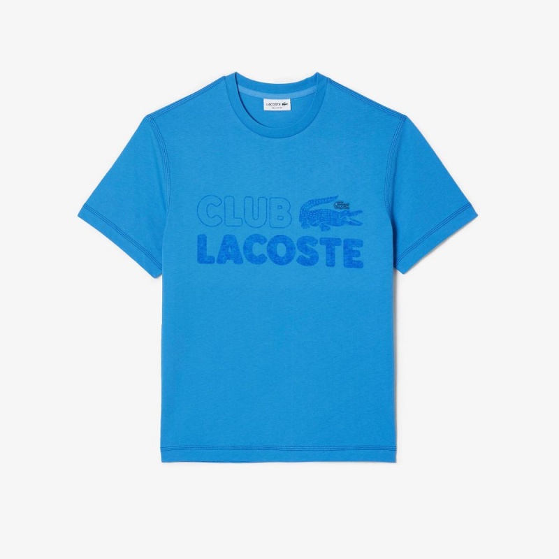 Men's Lacoste Vintage Print Organic Cotton T-Shirt Ethereal blue | SLG816097