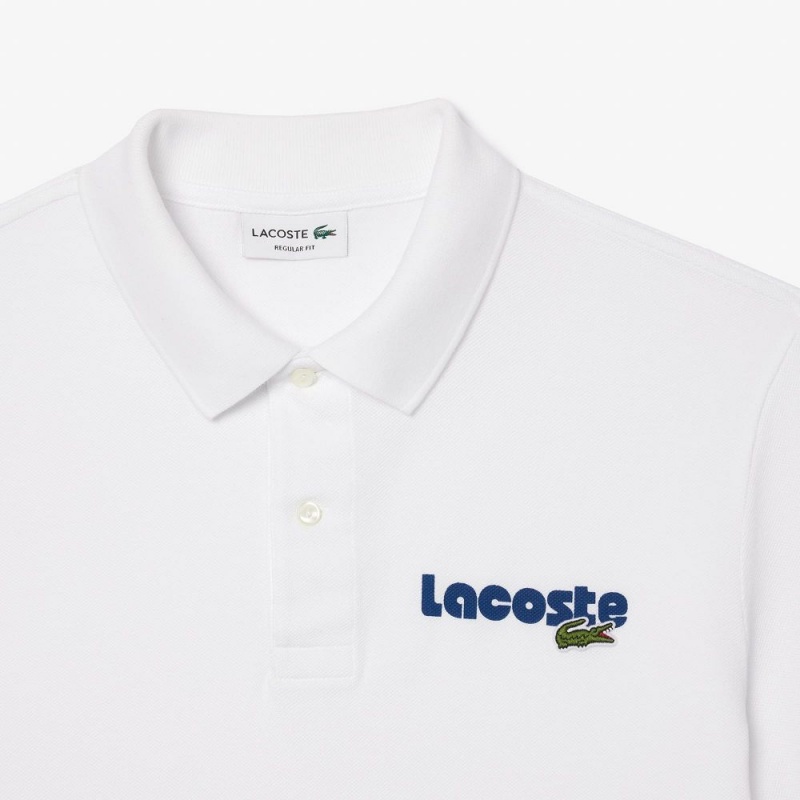 Men's Lacoste Washed Effect Cotton Piqué Polo Shirts White | USN134257