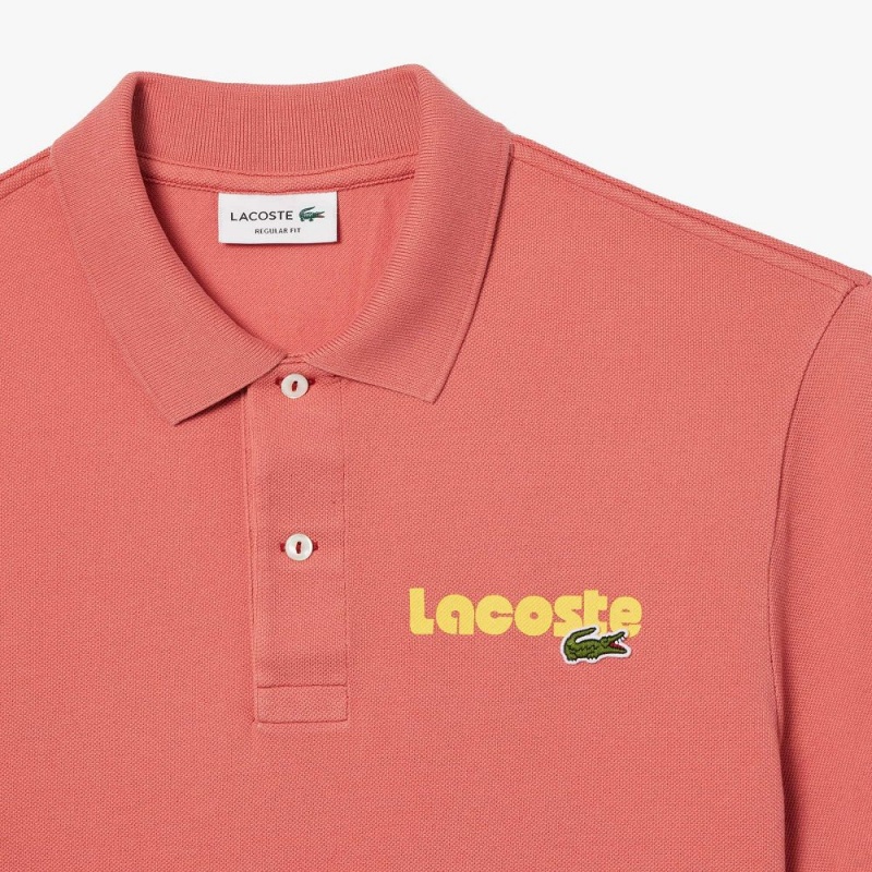 Men's Lacoste Washed Effect Cotton Piqué Polo Shirts Pink | ZXR019436