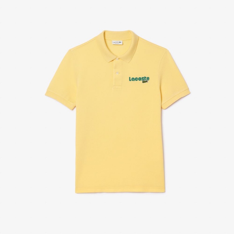 Men's Lacoste Washed Effect Cotton Piqué Polo Shirts Cornsilk yellow | ZYJ609427