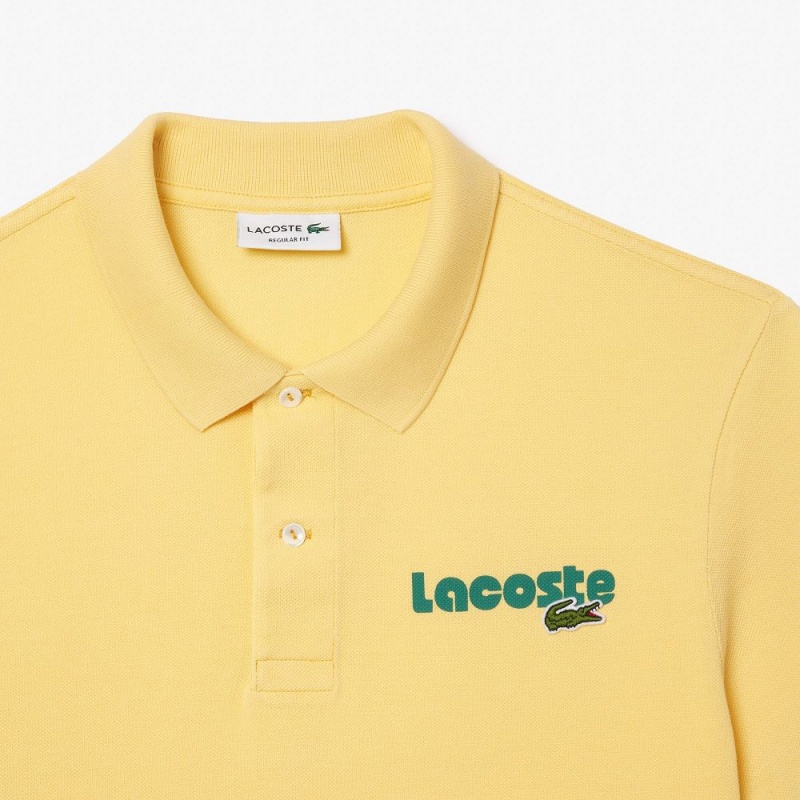 Men's Lacoste Washed Effect Cotton Piqué Polo Shirts Cornsilk yellow | ZYJ609427