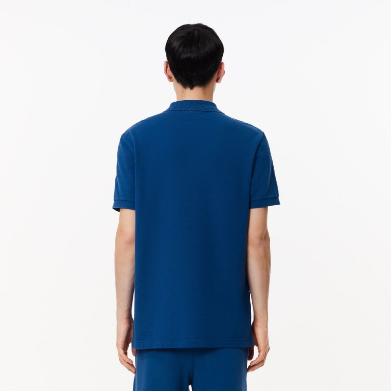 Men's Lacoste Washed Effect Cotton Piqué Polo Shirts Blue | PNO640975