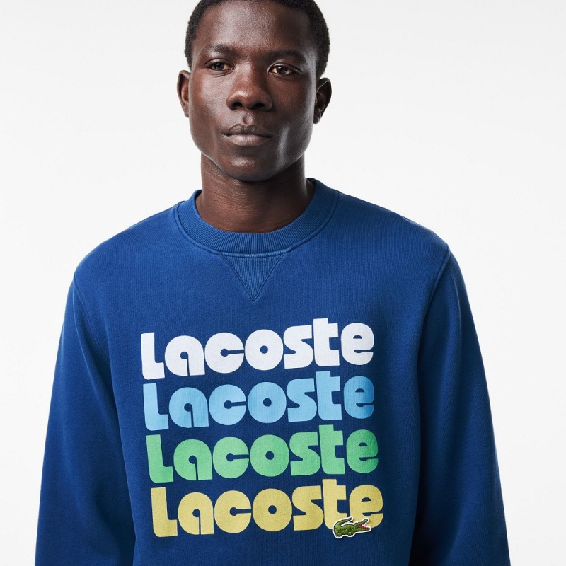 Men's Lacoste Washed Effect Ombré Print Sweatshirt Blue | PMY083154