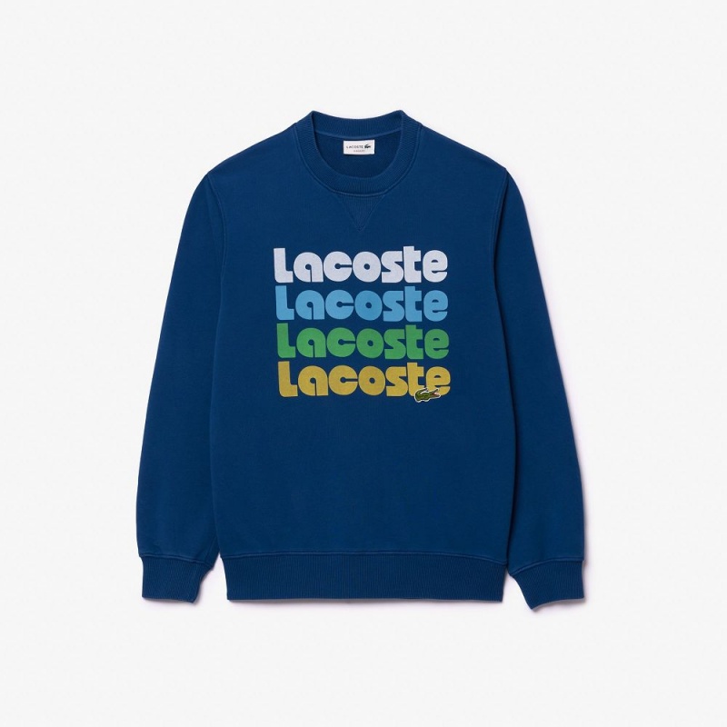 Men's Lacoste Washed Effect Ombré Print Sweatshirt Blue | PMY083154