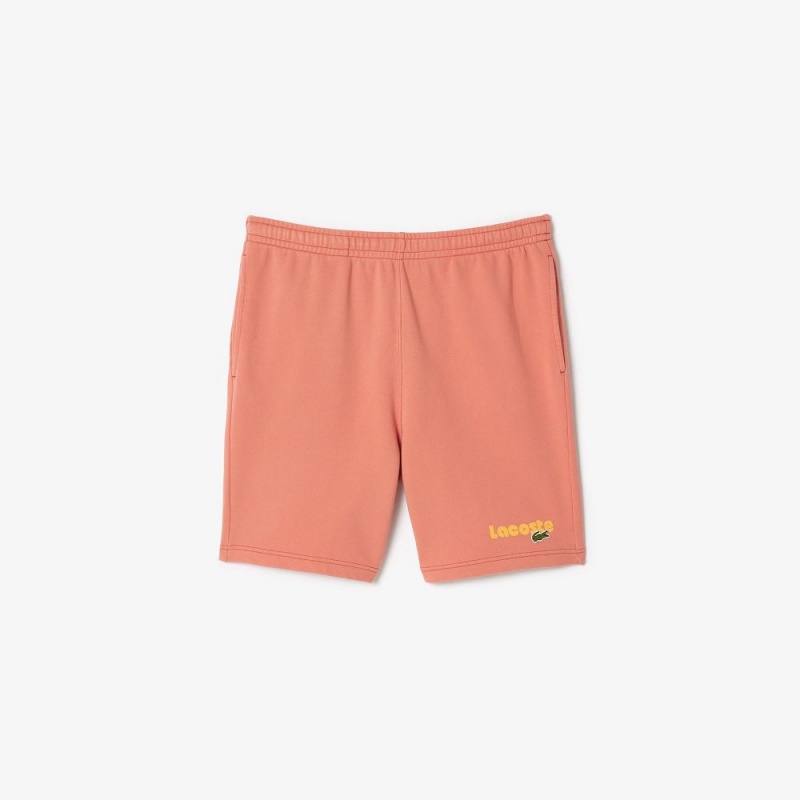 Men's Lacoste Washed Effect Printed Shorts Pink | WEJ982674