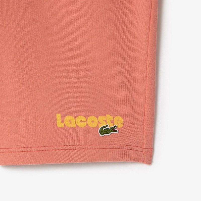 Men's Lacoste Washed Effect Printed Shorts Pink | WEJ982674