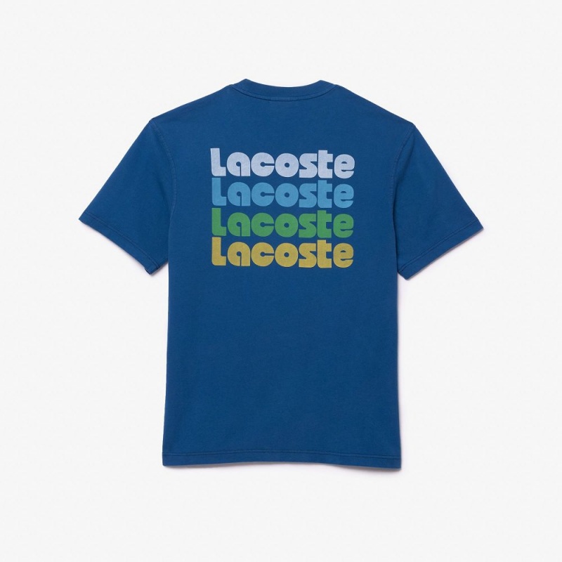 Men's Lacoste Washed Effect T-Shirt Blue | OPU483210