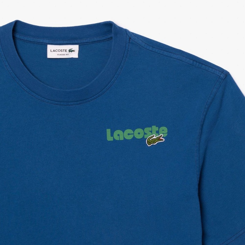 Men's Lacoste Washed Effect T-Shirt Blue | OPU483210