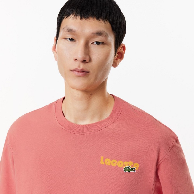 Men's Lacoste Washed Effect T-Shirt Pink | BTU927514