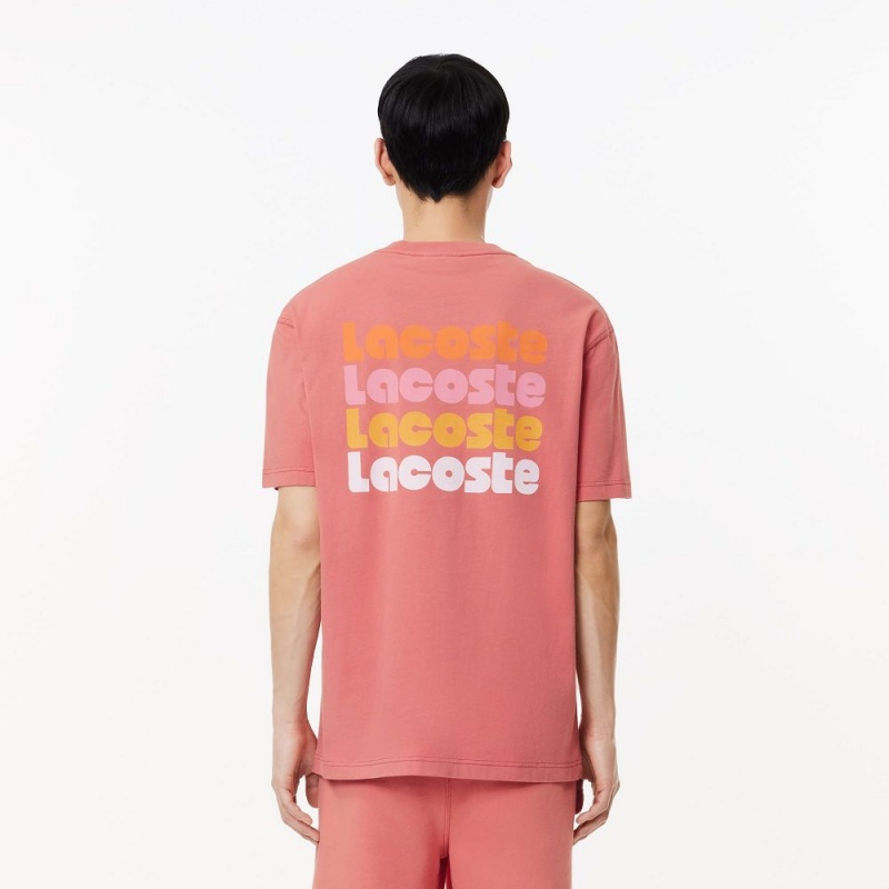 Men's Lacoste Washed Effect T-Shirt Pink | BTU927514