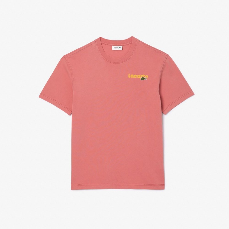 Men's Lacoste Washed Effect T-Shirt Pink | BTU927514