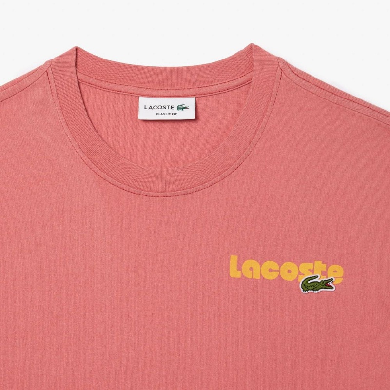 Men's Lacoste Washed Effect T-Shirt Pink | BTU927514