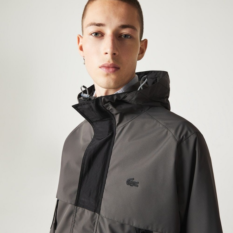 Men's Lacoste Water-Repellent Coats Black | ZFO401823