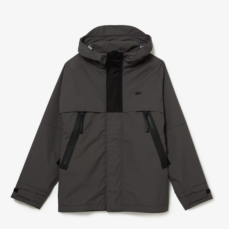 Men's Lacoste Water-Repellent Coats Black | ZFO401823