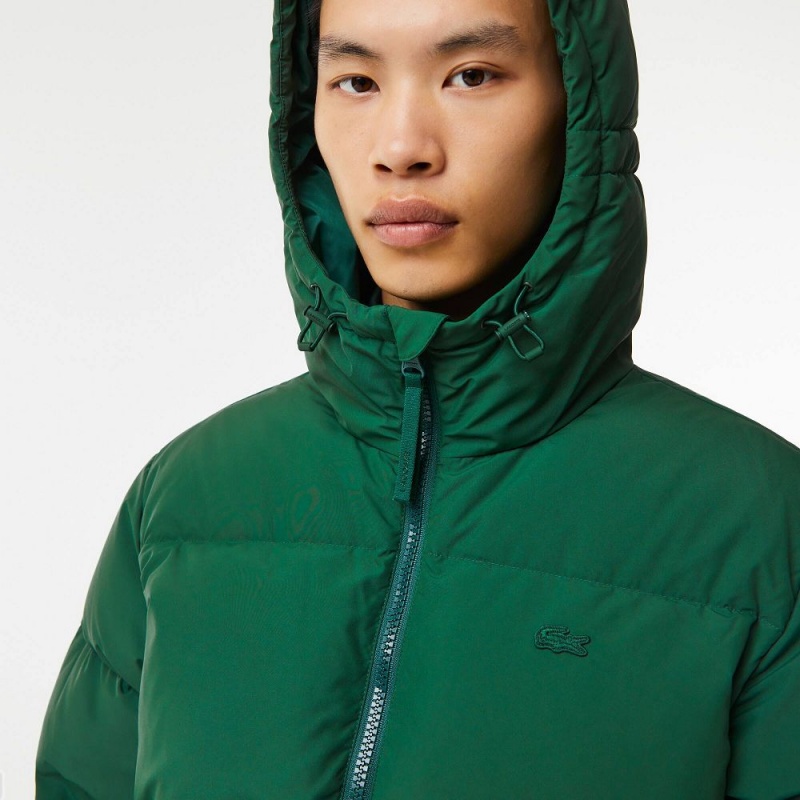 Men's Lacoste Water-Repellent Puffer Jackets Pine green | RNS842605