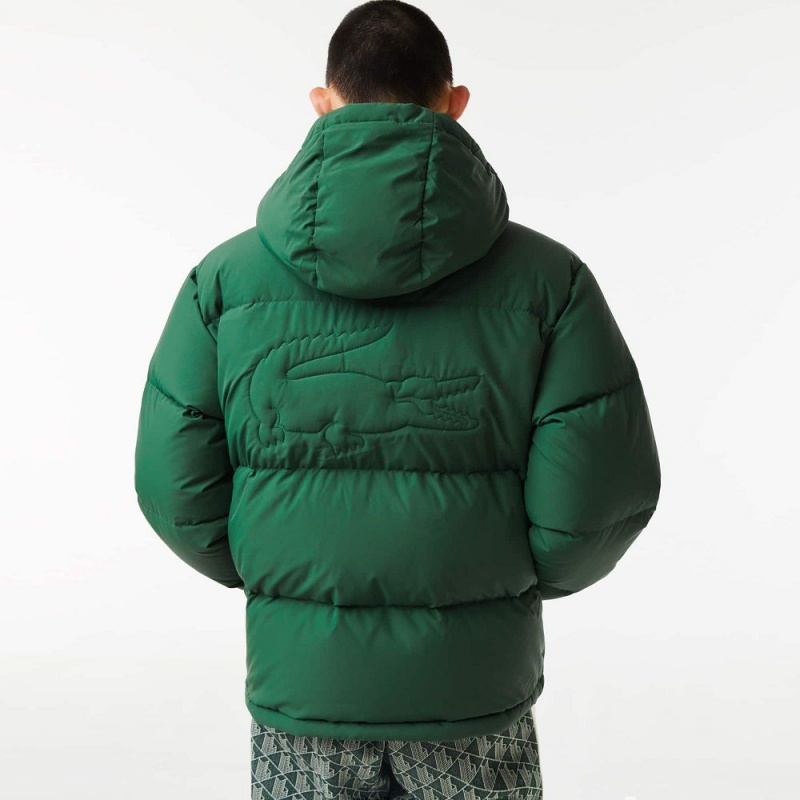 Men's Lacoste Water-Repellent Puffer Jackets Pine green | RNS842605