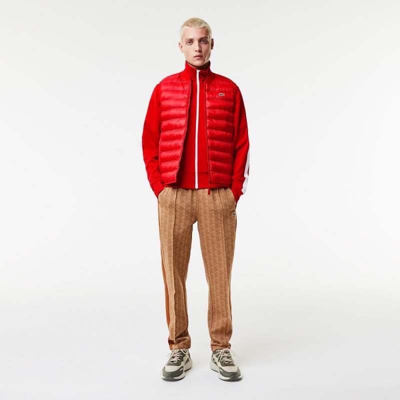 Men's Lacoste Water-Repellent Puffer Vest Red | XCR361478