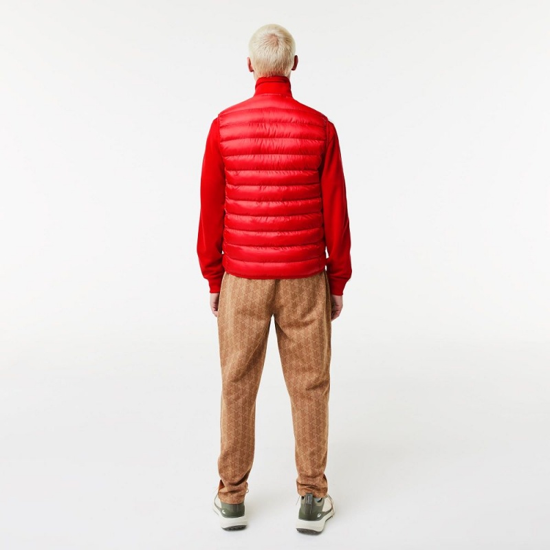 Men's Lacoste Water-Repellent Puffer Vest Red | XCR361478