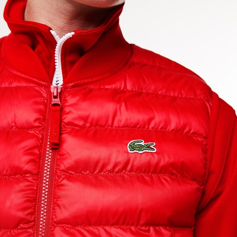 Men's Lacoste Water-Repellent Puffer Vest Red | XCR361478