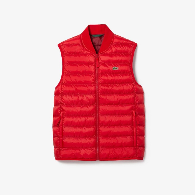 Men's Lacoste Water-Repellent Puffer Vest Red | XCR361478