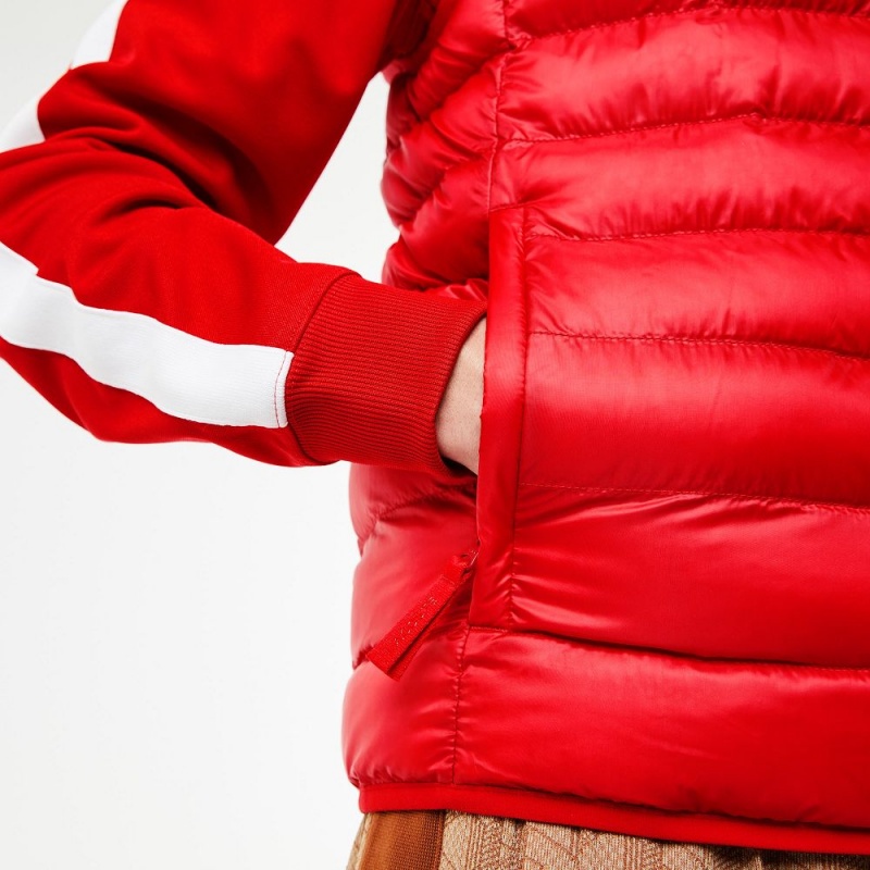 Men's Lacoste Water-Repellent Puffer Vest Red | XCR361478