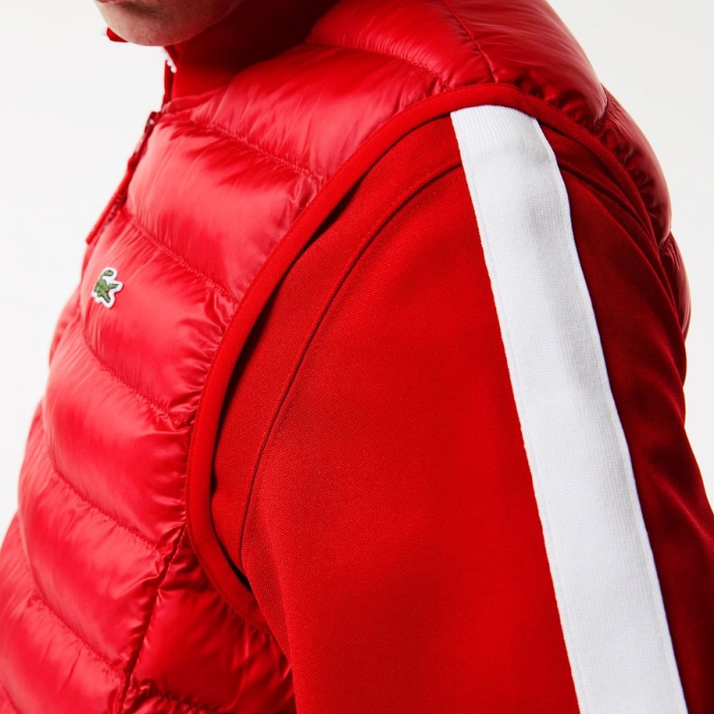 Men's Lacoste Water-Repellent Puffer Vest Red | XCR361478