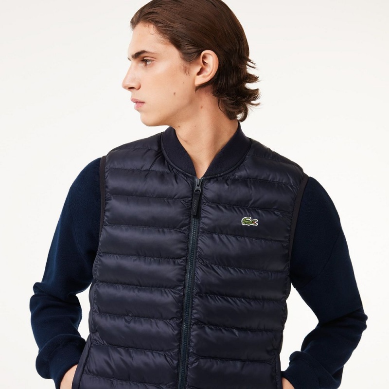 Men's Lacoste Water-Repellent Puffer Vest Abysm blue | QCP935460