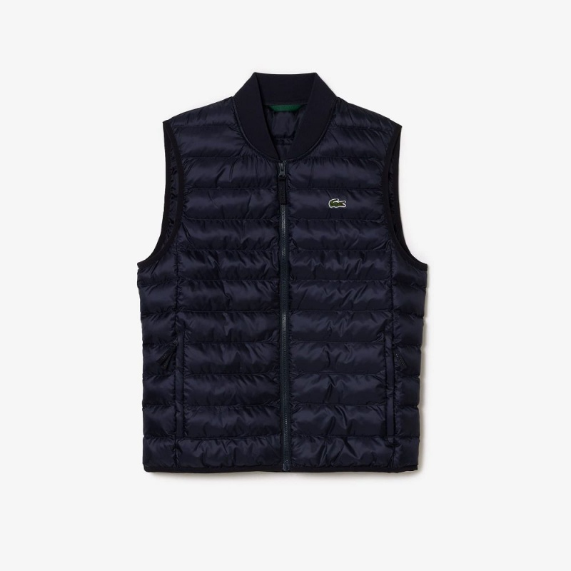 Men's Lacoste Water-Repellent Puffer Vest Abysm blue | QCP935460