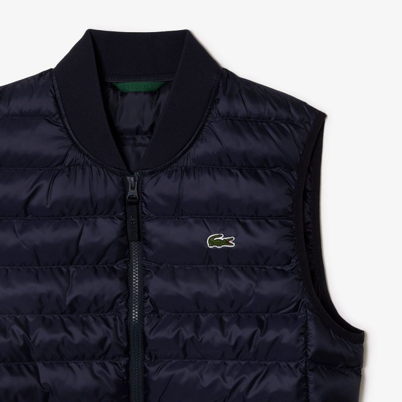 Men's Lacoste Water-Repellent Puffer Vest Abysm blue | QCP935460