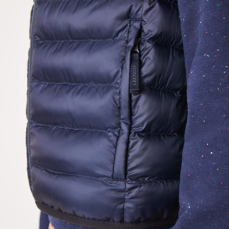 Men's Lacoste Water-Repellent Puffer Vest Abysm blue | QCP935460