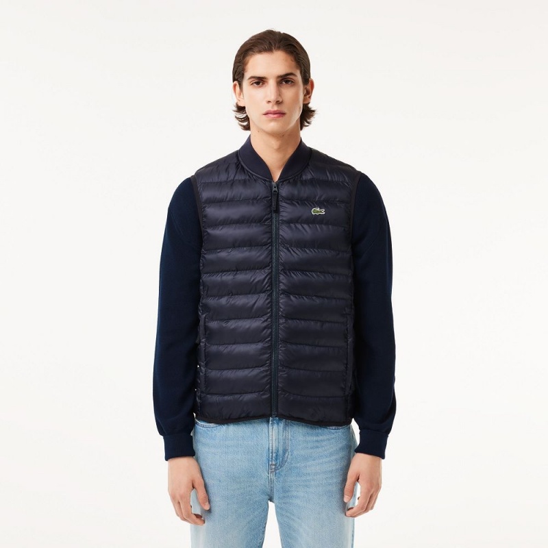 Men\'s Lacoste Water-Repellent Puffer Vest Abysm blue | QCP935460