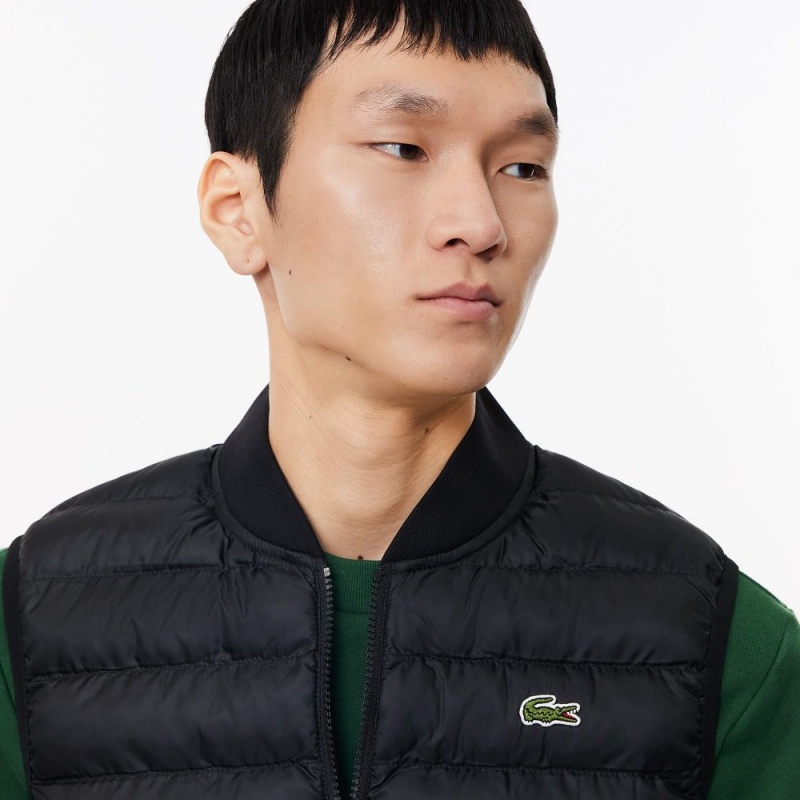 Men's Lacoste Water-Repellent Puffer Vest Black | SUF438197