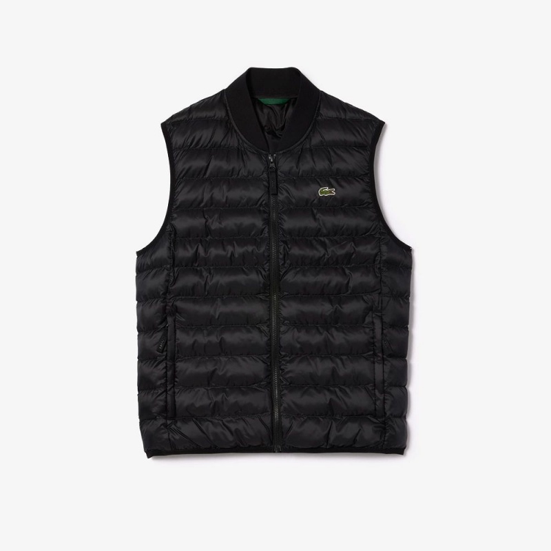 Men's Lacoste Water-Repellent Puffer Vest Black | SUF438197