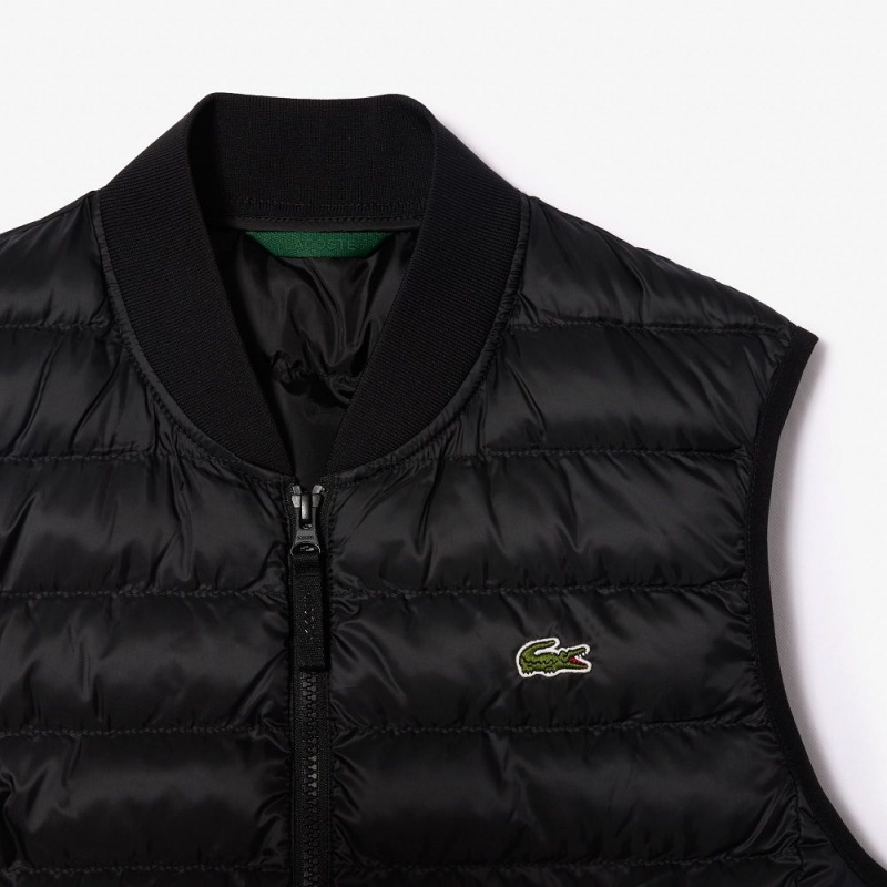 Men's Lacoste Water-Repellent Puffer Vest Black | SUF438197