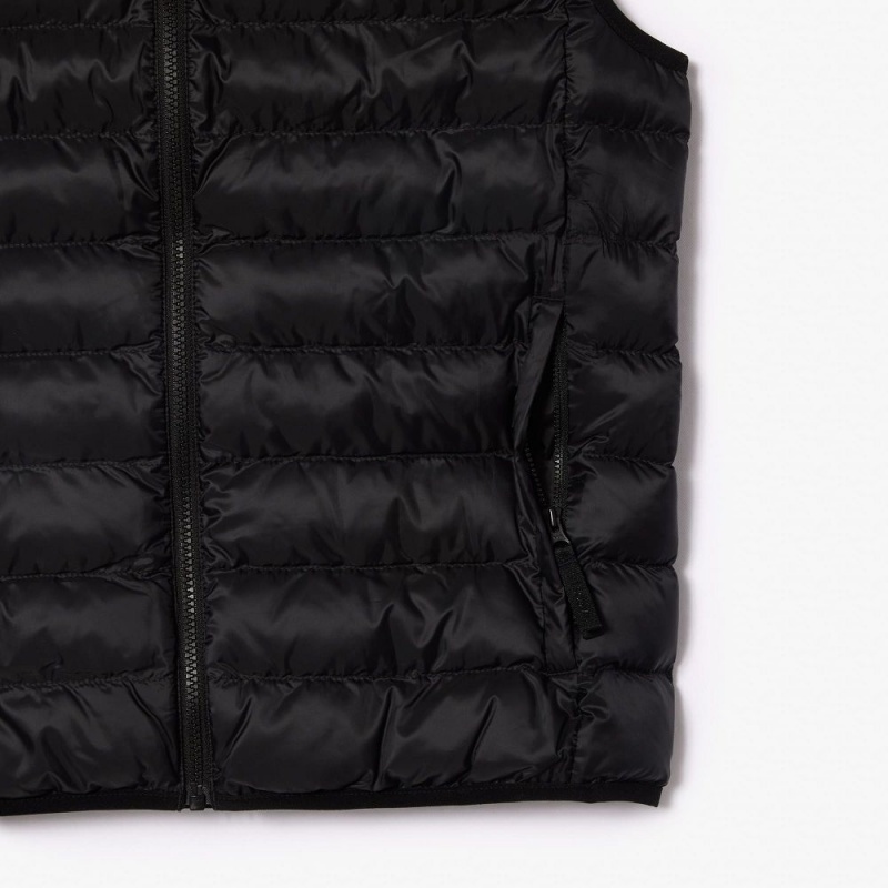 Men's Lacoste Water-Repellent Puffer Vest Black | SUF438197