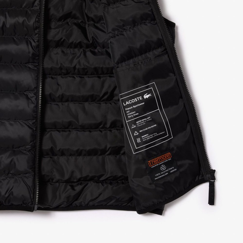 Men's Lacoste Water-Repellent Puffer Vest Black | SUF438197