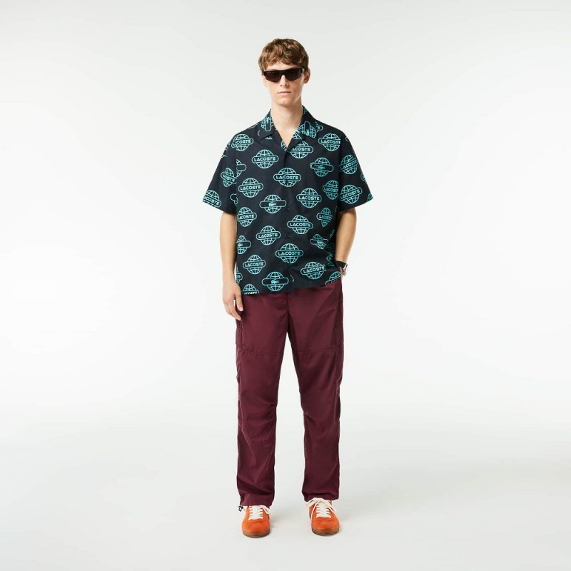 Men's Lacoste Waterproof Cargo Pants Bordeaux | GBM043251