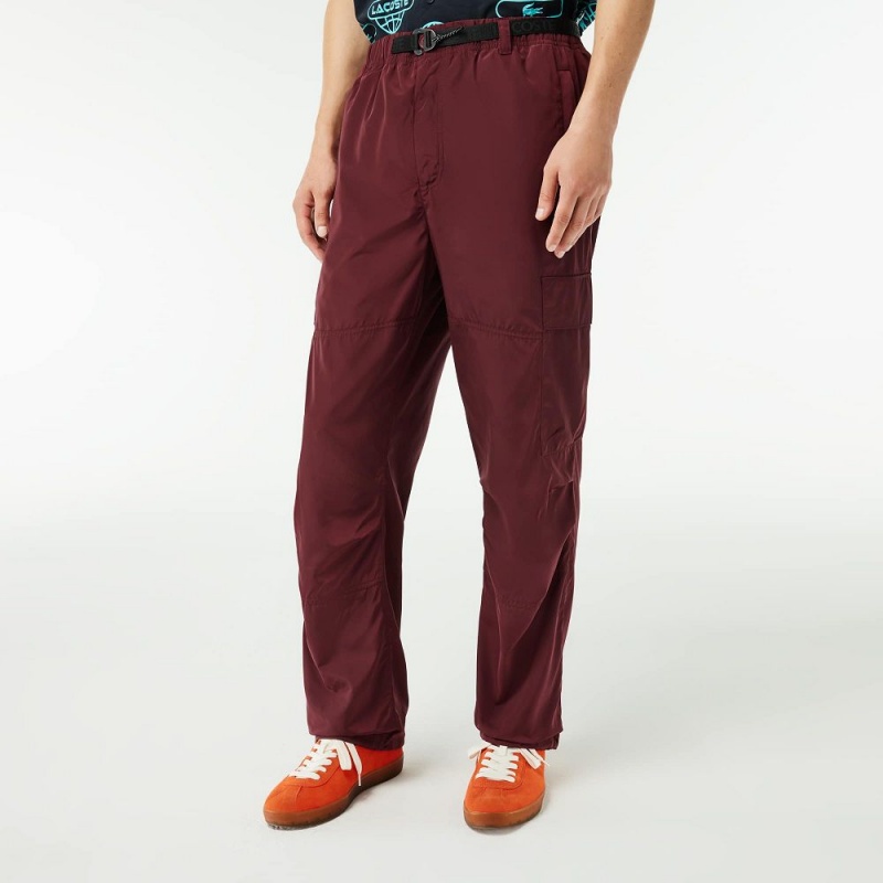 Men's Lacoste Waterproof Cargo Pants Bordeaux | GBM043251