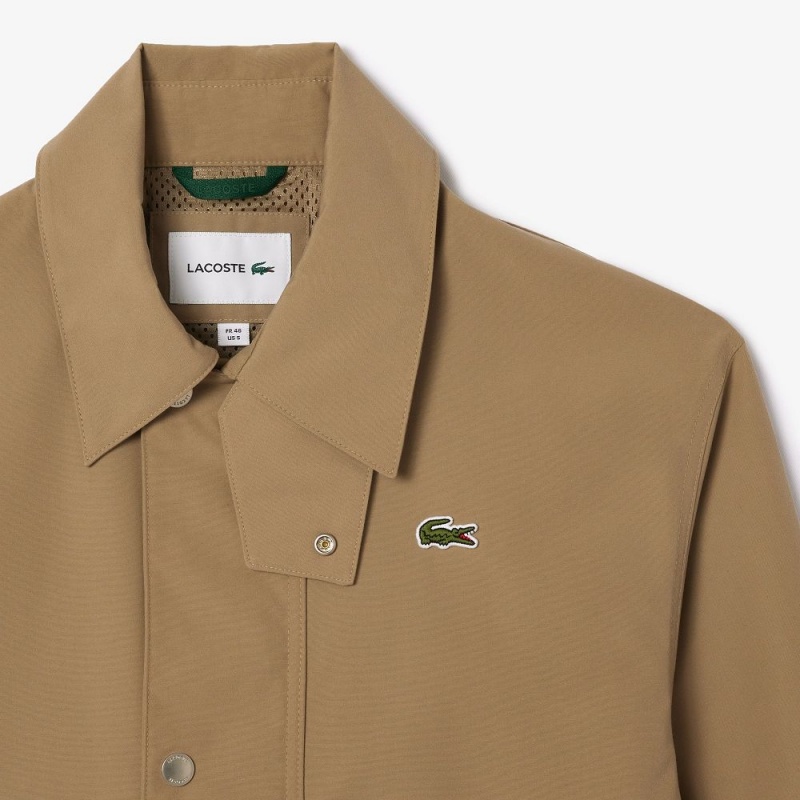 Men's Lacoste Waterproof Collared Jackets Beige | TRA720918