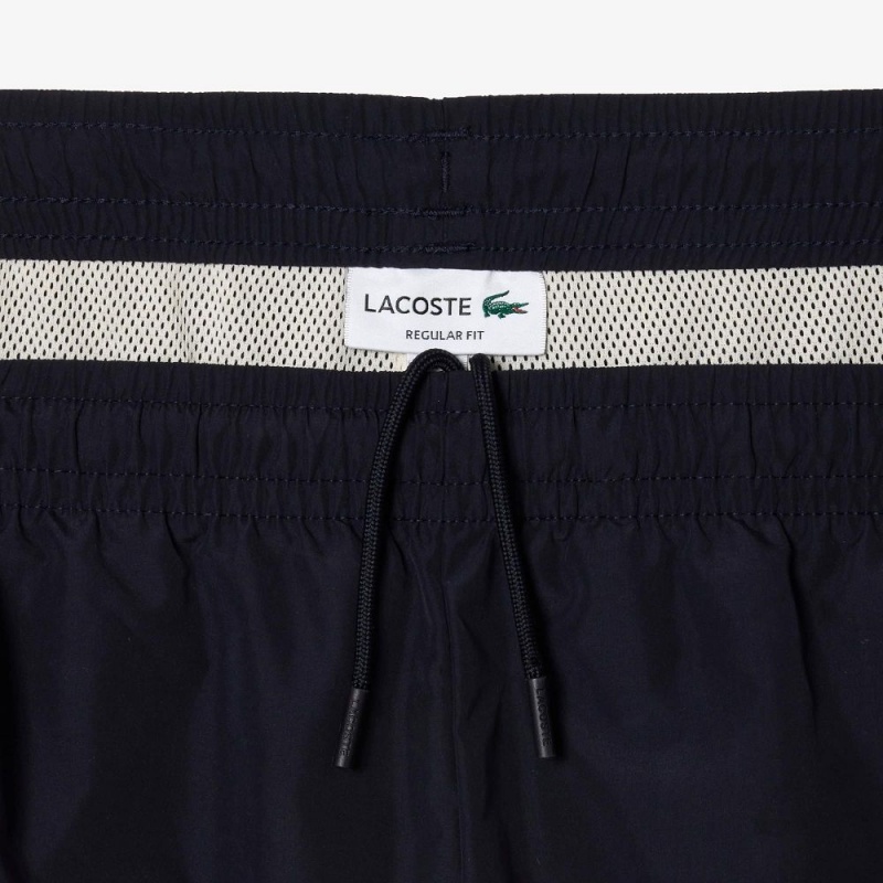 Men's Lacoste Waterproof Colorblock Sweatpants Navy Blue Brown White | YWN047592