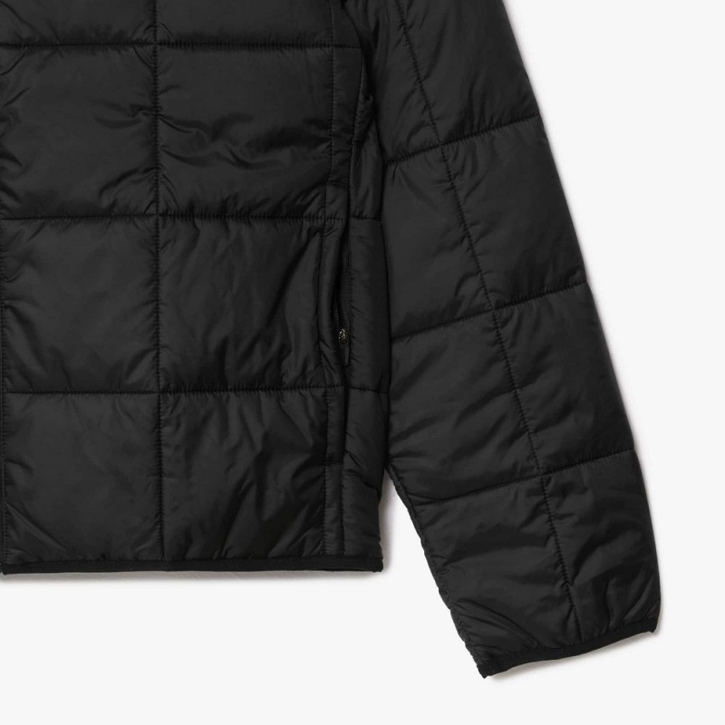 Men's Lacoste Waterproof Padded Hood Puffer Jackets Black | TFZ021586