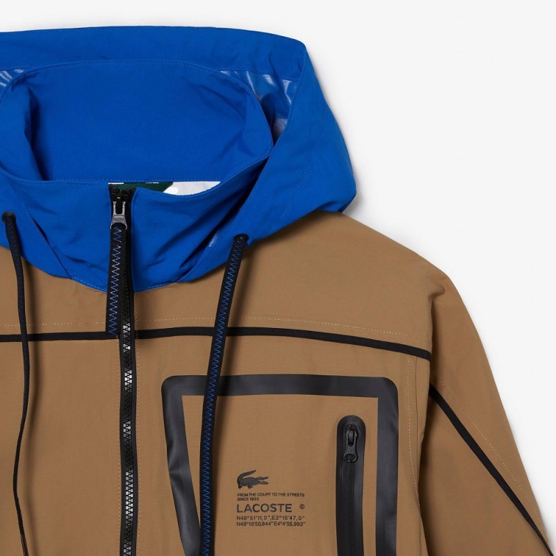 Men's Lacoste WoWindbreaker Jackets Brown Blue | USD417586