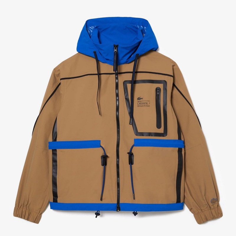 Men\'s Lacoste WoWindbreaker Jackets Brown Blue | USD417586