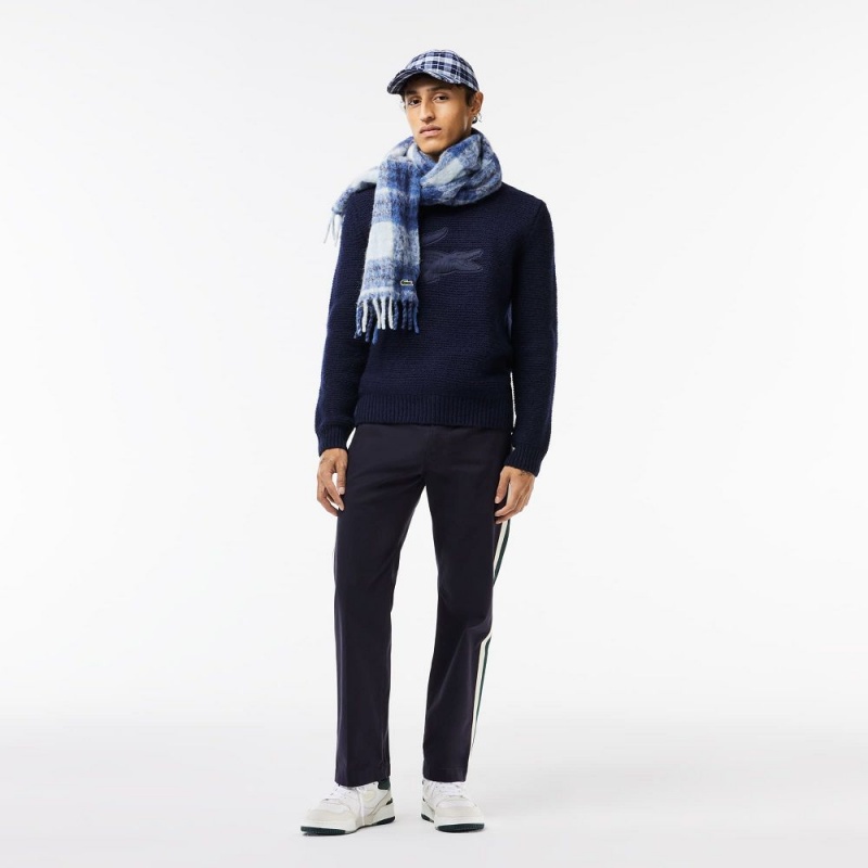 Men's Lacoste Wool with Quilted Croc Badge Sweater Abysm blue | LSP430156