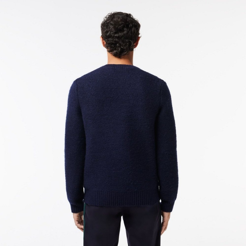 Men's Lacoste Wool with Quilted Croc Badge Sweater Abysm blue | LSP430156